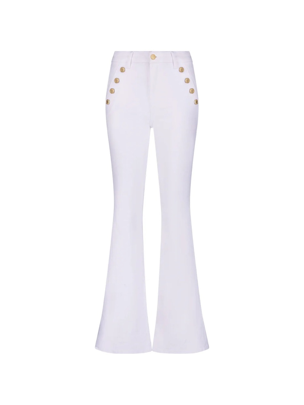 Noli Shop White Boot Cut Jeans with Gold Button Detail
